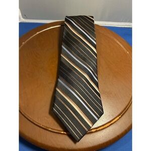 J‎ Ferrar Black Men's 100% Silk Tie Striped Necktie